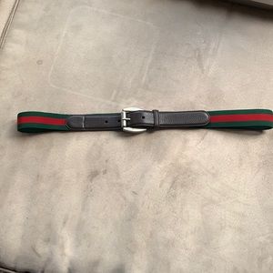 Men's Black and Green-Red Stripe Belt